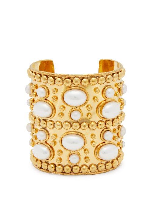Matchesfashion.com Sylvia Toledano - Wonder Byzance Brass And Pearl Cuff - Womens - Pearl