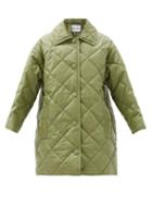 Matchesfashion.com Stand Studio - Jacey Diamond-quilted Padded Faux-leather Coat - Womens - Khaki