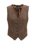 Matchesfashion.com Dolce & Gabbana - Houndstooth-check And Leopard-print Waistcoat - Womens - Brown Multi