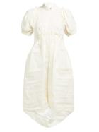 Matchesfashion.com Simone Rocha - Puff Sleeved Crinkled Taffeta Dress - Womens - Light Yellow