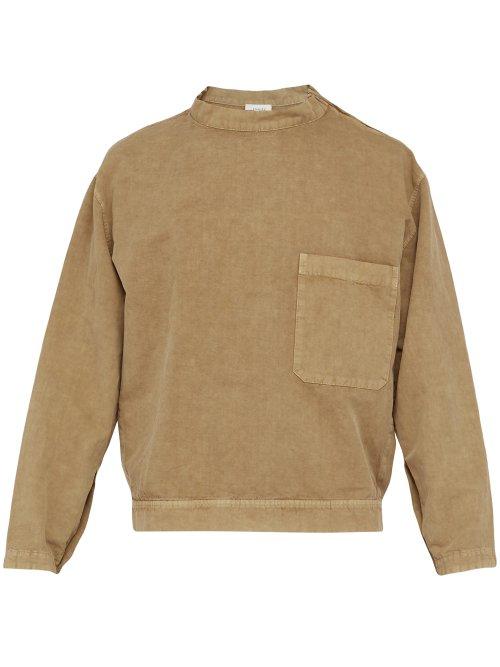 Matchesfashion.com Lemaire - Zipped Shoulder Slubbed Cotton Blend Poplin Top - Mens - Beige