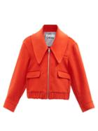 Ganni - Exaggerated-collar Wool Jacket - Womens - Orange