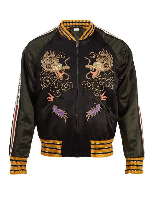 Matchesfashion.com Gucci - Dragon Embroidered Bomber Jacket - Mens - Black Multi