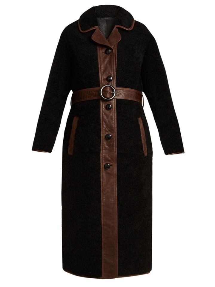 Joseph Reyk Leather-panelled Shearling Coat