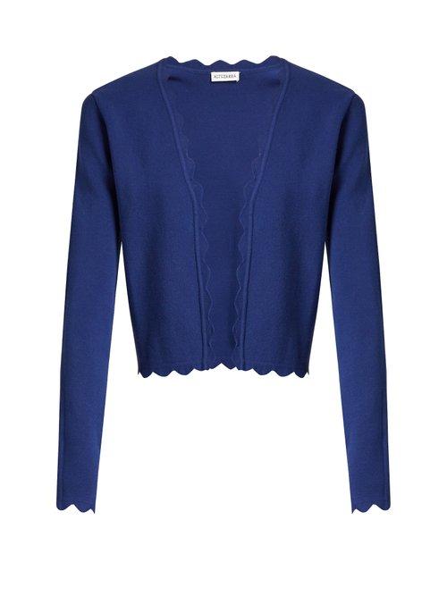 Matchesfashion.com Altuzarra - Hughes Open Front Scallop Edged Cardigan - Womens - Blue