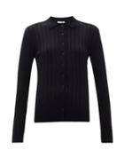 Matchesfashion.com The Row - Chicco Ribbed Wool-blend Jersey Cardigan - Womens - Black