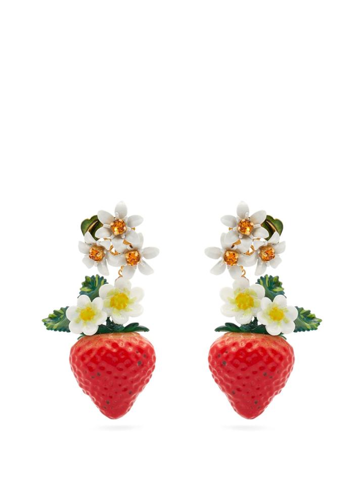 Dolce & Gabbana Strawberry Crystal-embellished Drop Earrings