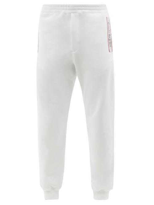 Alexander Mcqueen - Logo-tape Loopback Cotton-jersey Track Pants - Mens - White