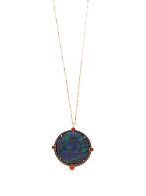 Matchesfashion.com Mukhi Sisters - Diplowomen Globe Azurite & 18kt Gold Necklace - Womens - Blue Multi
