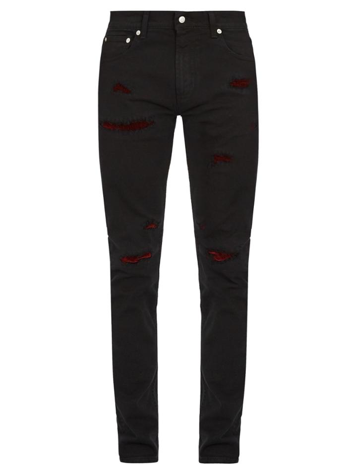 Alexander Mcqueen Slim-leg Distressed Denim Jeans
