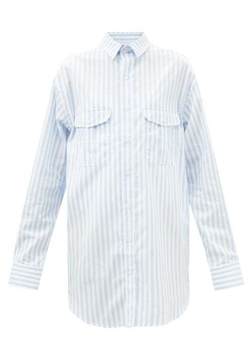 Wardrobe.nyc Wardrobe. Nyc - Release 07 Striped Cotton-poplin Mini Shirt Dress - Womens - Blue White