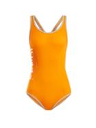 Matchesfashion.com Fendi - Racerback Performance Swimsuit - Womens - Orange Multi