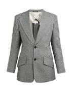 Matchesfashion.com Maison Margiela - Split Shoulder Herringbone Wool Tailored Jacket - Womens - Light Grey