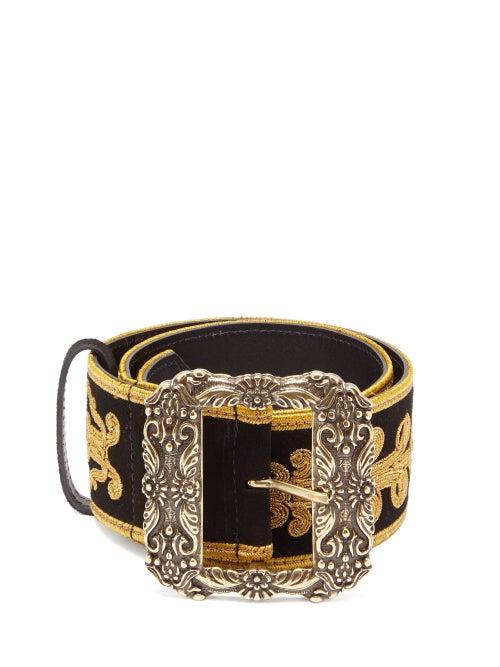 Matchesfashion.com Etro - Embroidered Suede Belt - Womens - Black Gold