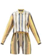 Matchesfashion.com Marrakshi Life - Striped Cotton-blend Playsuit - Womens - Multi