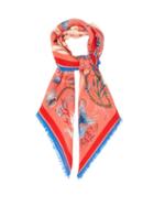 Alexander Mcqueen - Underwater-print Wool Scarf - Womens - Coral