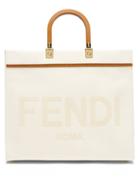 Ladies Bags Fendi - Sunshine Logo-embroidered Canvas Tote Bag - Womens - Cream