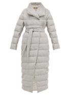 Matchesfashion.com Herno - Down Filled Felted Silk Blend Coat - Womens - Light Grey