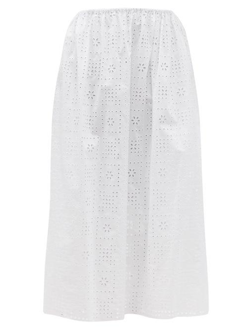 Matchesfashion.com Matteau - The Crochet Broderie Organic Cotton Skirt - Womens - White