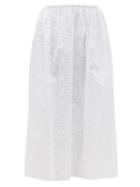 Matchesfashion.com Matteau - The Crochet Broderie Organic Cotton Skirt - Womens - White