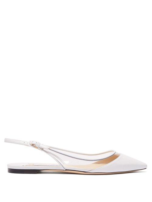 Matchesfashion.com Jimmy Choo - Erin Leather And Pvc Slingback Flats - Womens - White