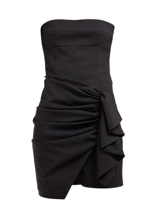 Matchesfashion.com Alexandre Vauthier - Ruched Strapless Wool Blend Mini Dress - Womens - Black