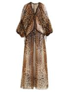 Matchesfashion.com Saint Laurent - Leopard Print Sheer Silk Mousseline Dress - Womens - Leopard