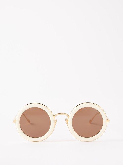Loewe Eyewear - Round Acetate Sunglasses - Mens - White Brown