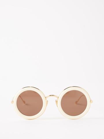 Loewe Eyewear - Round Acetate Sunglasses - Mens - White Brown