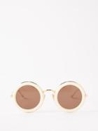 Loewe Eyewear - Round Acetate Sunglasses - Mens - White Brown