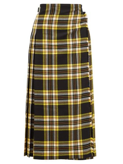 Matchesfashion.com Le Kilt - Pleated 88cm Tartan Wool Skirt - Womens - Black