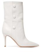 Matchesfashion.com Gianvito Rossi - 85 Button Detail Leather Ankle Boots - Womens - White