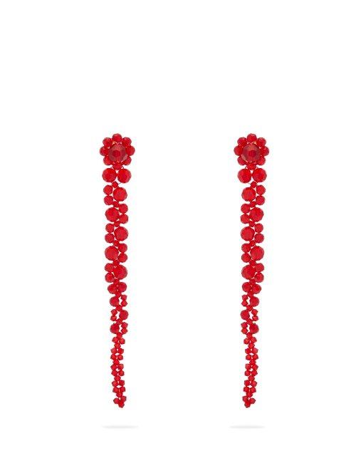 Matchesfashion.com Simone Rocha - Beaded Tassel Drop Earrings - Womens - Red