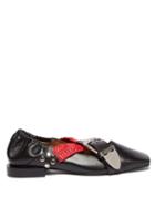 Matchesfashion.com Toga - Buckled Square Toe Leather Pumps - Womens - Black Red