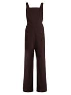 Matchesfashion.com Rosie Assoulin - Wide Leg Cotton Blend Twill Jumpsuit - Womens - Burgundy