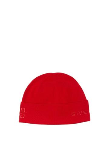 Ladies Accessories Givenchy - 4g Logo-embroidered Wool Beanie - Womens - Red