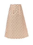 Matchesfashion.com Batsheva - Suffrage Polka-dot Silk-taffeta Midi Skirt - Womens - Beige