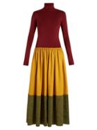 Matchesfashion.com Roksanda - Arwen Roll Neck Dress - Womens - Burgundy Multi