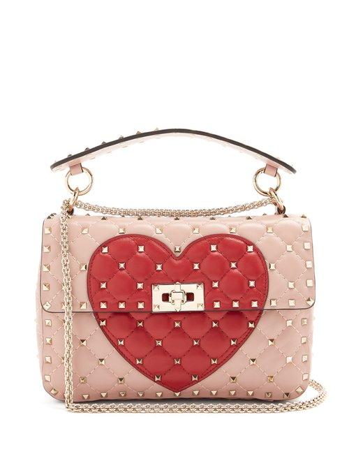 Matchesfashion.com Valentino - Rockstud Spike Medium Quilted Leather Shoulder Bag - Womens - Pink Multi