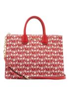Matchesfashion.com Miu Miu - Logo Jacquard Leather Handle Tote Bag - Womens - Red White