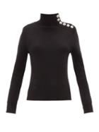 Matchesfashion.com Paco Rabanne - Milano Merino Wool Button-embellished Sweater - Womens - Black