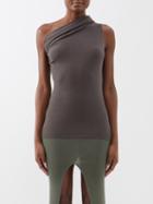 Rick Owens - One-shoulder Ribbed-knit Wool Top - Womens - Military Green