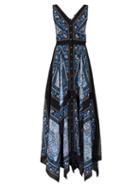 Matchesfashion.com Altuzarra - Duel Patchwork Print Silk Dress - Womens - Blue Multi