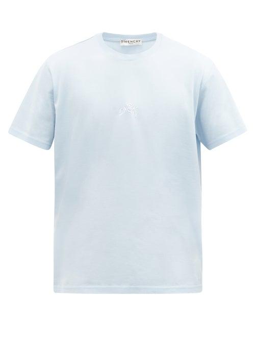 Matchesfashion.com Givenchy - Refracted-embroidered Cotton-jersey T-shirt - Mens - Blue