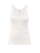 Ladies Rtw Re/done - 60s Scoop-neck Cotton-jersey Tank Top - Womens - White