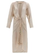 Matchesfashion.com Adriana Degreas - Martini Metallic Tie Front Cover Up - Womens - Gold
