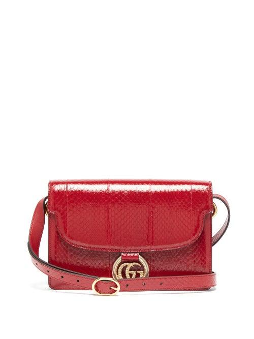 Matchesfashion.com Gucci - Gg Ring Elaphe Shoulder Bag - Womens - Burgundy