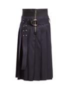 Matchesfashion.com La Fetiche - Scarlet Pleated Wool Skirt - Womens - Black Multi