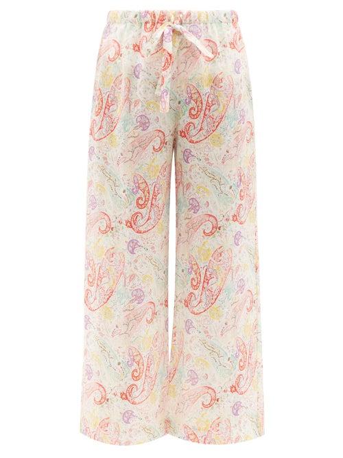 Etro - Dancer Paisley-print Ramie Trousers - Womens - White Print