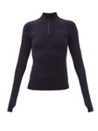 Matchesfashion.com Falke - Quarter-zip Thermal Top - Womens - Dark Navy